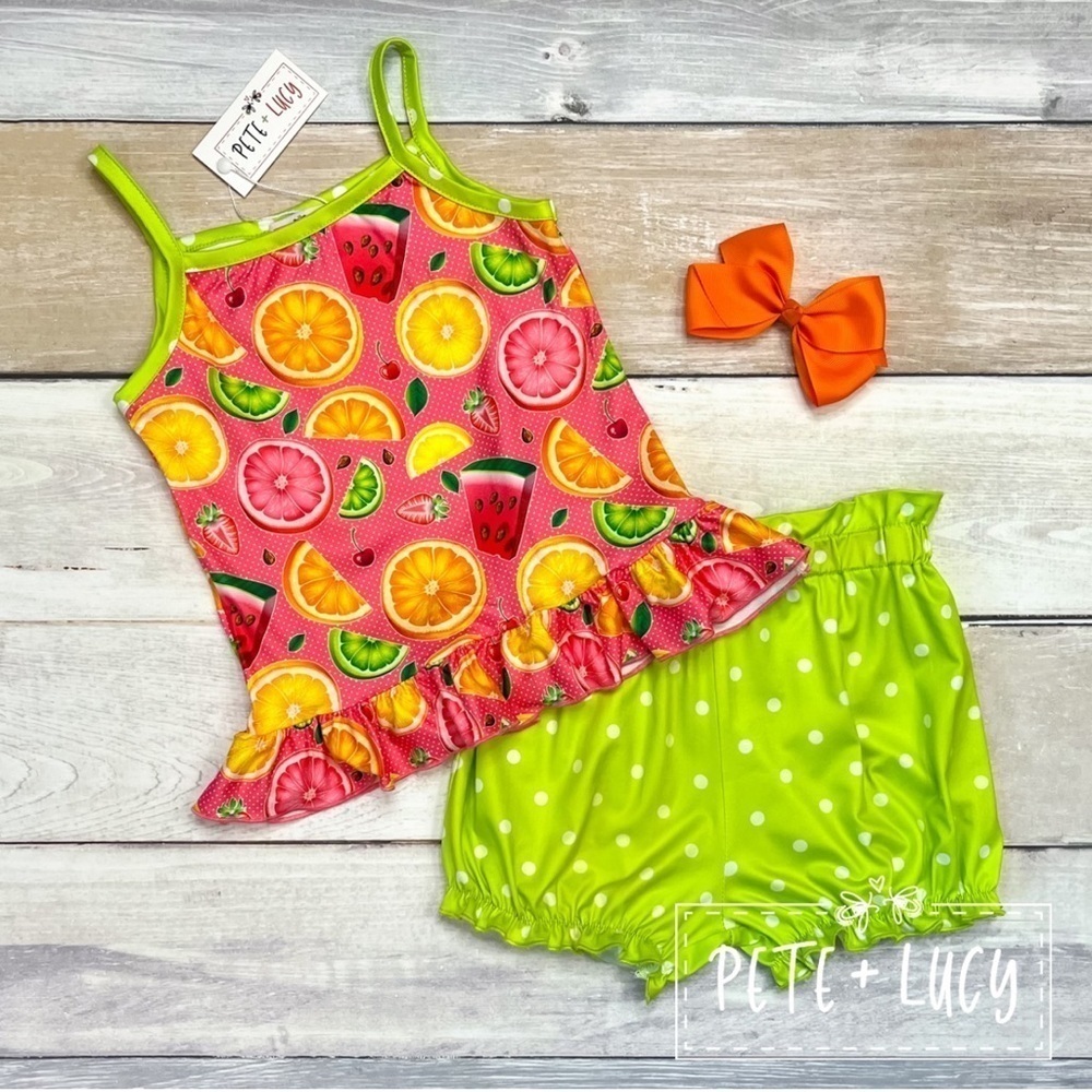 Pete and Lucy Fruity tank top and short set 6-12 months NWT